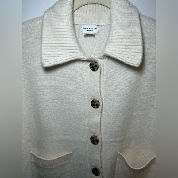NWOT - CLUB MONACO BOILED CASHMERE CARDIGAN - CRÈME - Picture 4 of 6